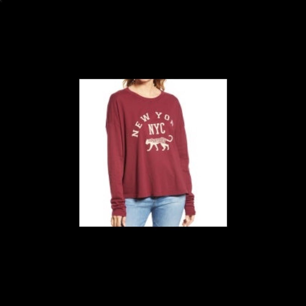 Treasure & Bond Maroon New York Long Sleeve Tee